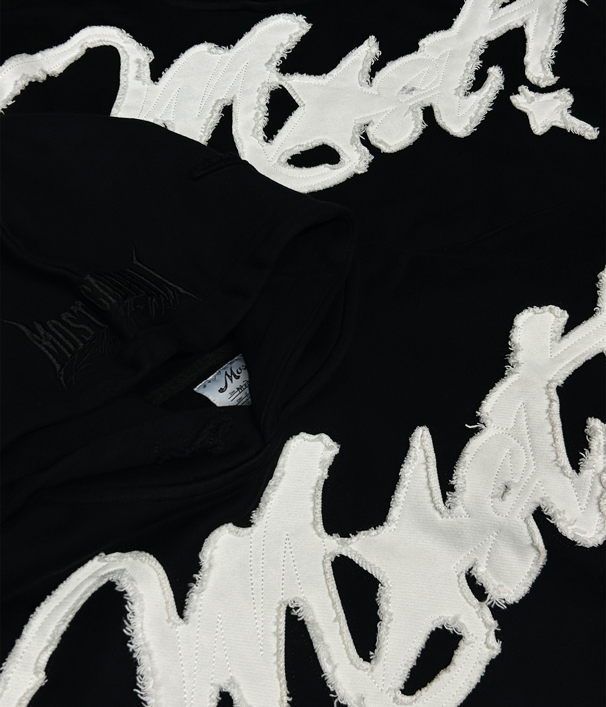 DISTRESS HOODIE BLACK n WHITE